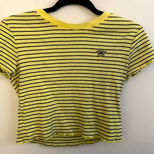 Yellow Bee Striped Crop Top